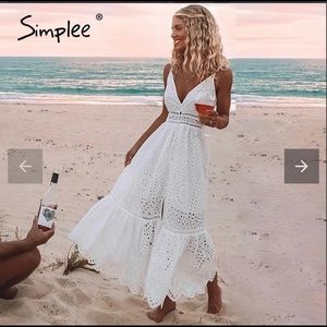 NWT Simplee lace maxi white dress